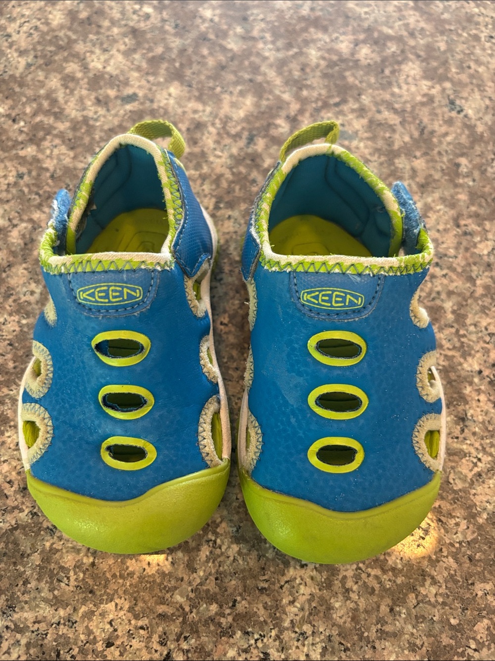 KEEN Toddler Teal Blue and Lime Green Water Shoes